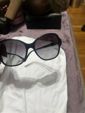 Bulgari Women's Dark Navy Rounded Oversized Sunglasses